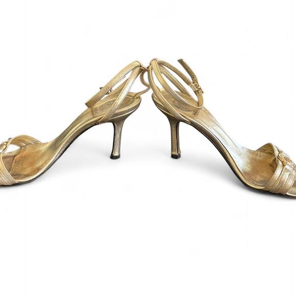 Authentic y2k 2000's vtg. Gold Logo Versace Strappy heels size‎ 6/36. - Picture 6 of 7